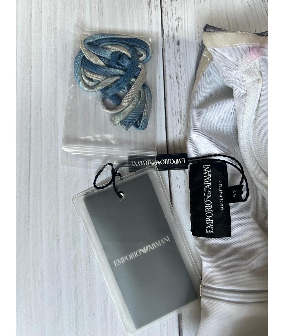 EMPORIO ARMANI Голубое вискозное коктейльное платье, фото 4