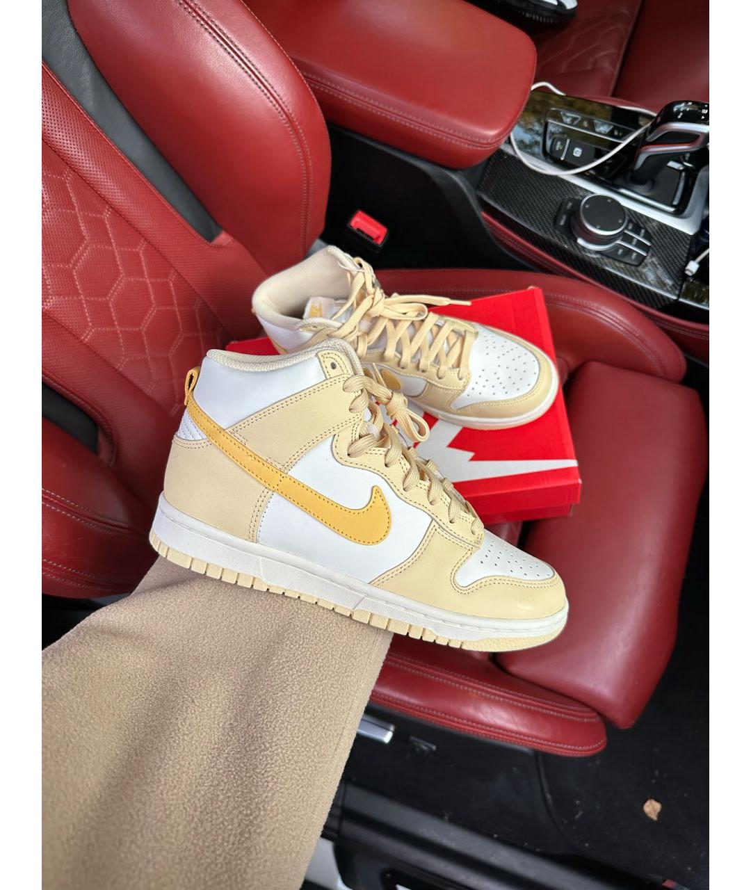 NIKE Бежевые кожаные кроссовки, фото 2