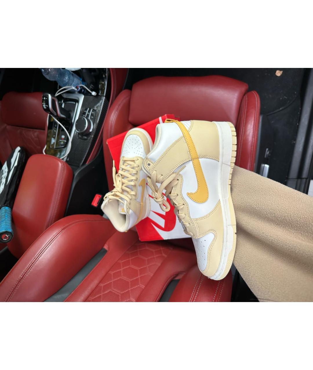 NIKE Бежевые кожаные кроссовки, фото 3