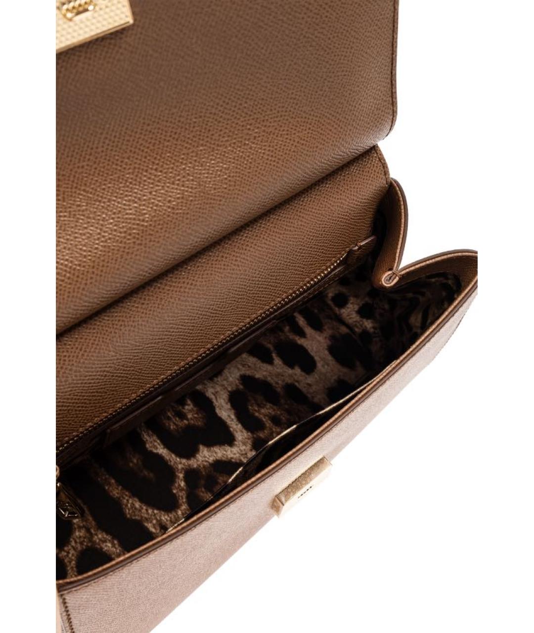 DOLCE&GABBANA Коричневая кожаная сумка с короткими ручками, фото 2