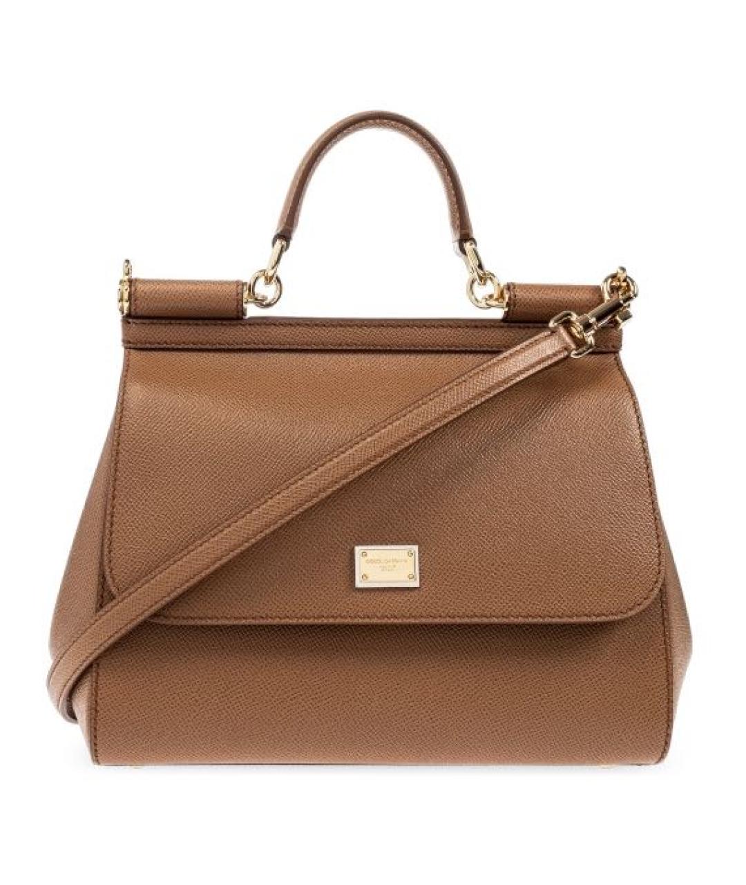 DOLCE&GABBANA Коричневая кожаная сумка с короткими ручками, фото 1