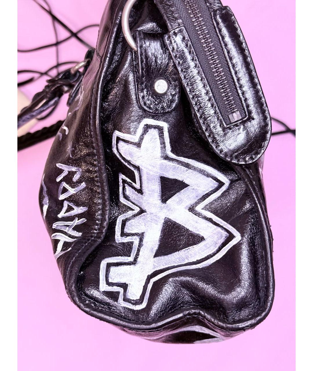 BALENCIAGA Черная кожаная сумка через плечо, фото 5