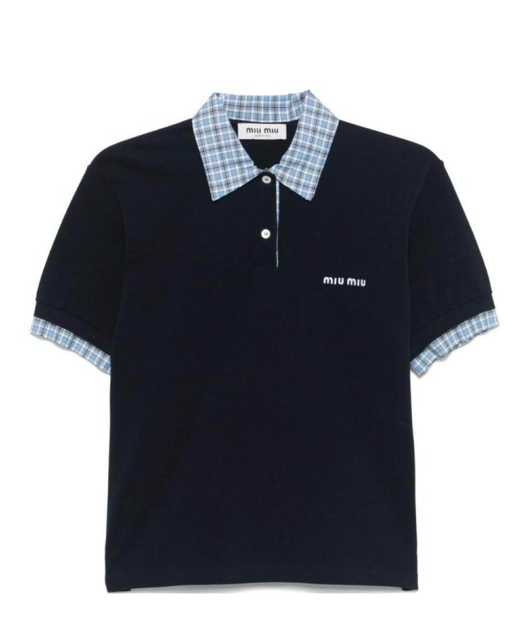 MIU MIU Темно-синяя хлопковая футболка, фото 7