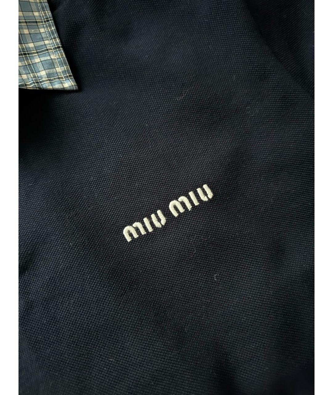 MIU MIU Темно-синяя хлопковая футболка, фото 4