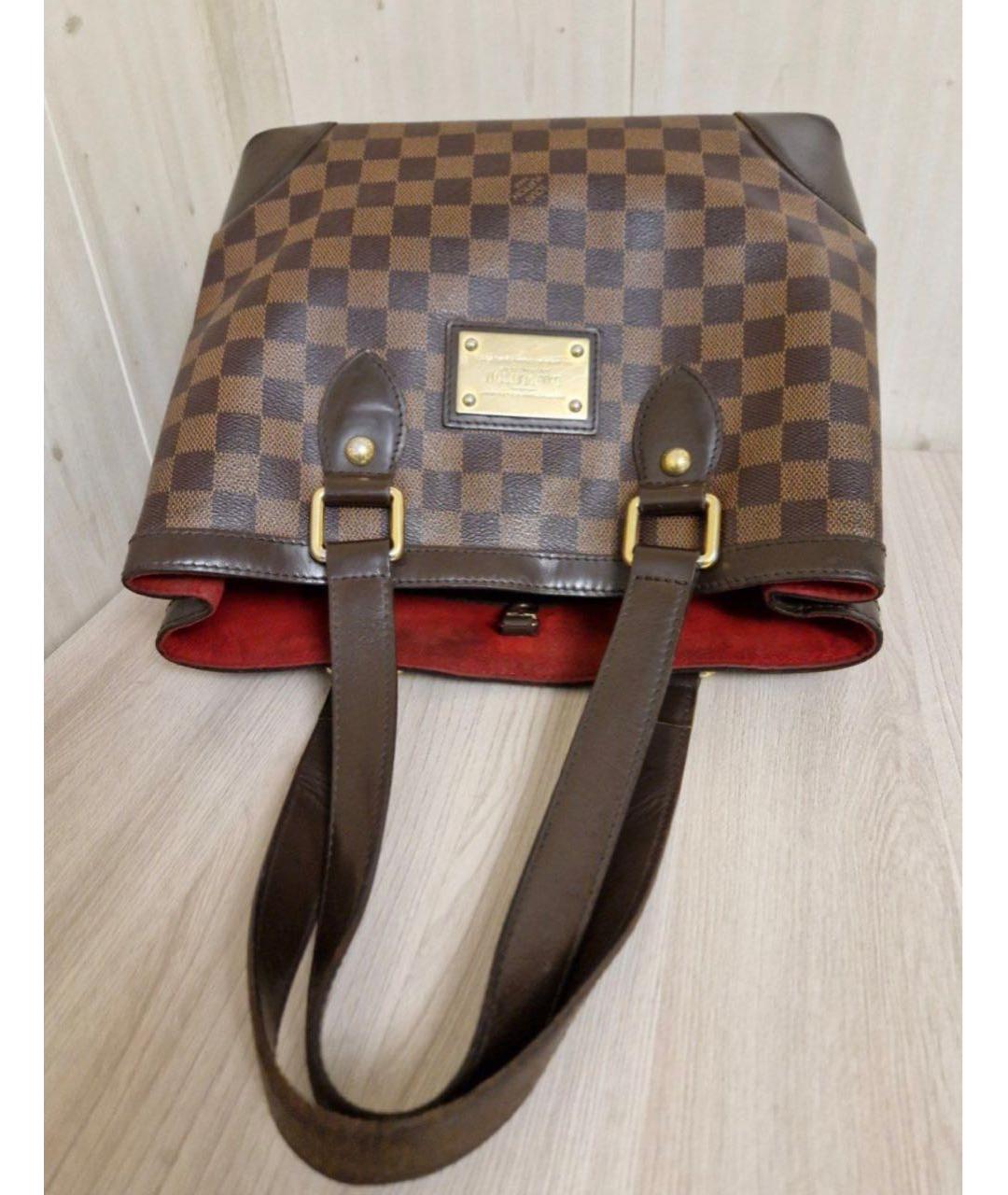 LOUIS VUITTON Коричневая кожаная сумка тоут, фото 5