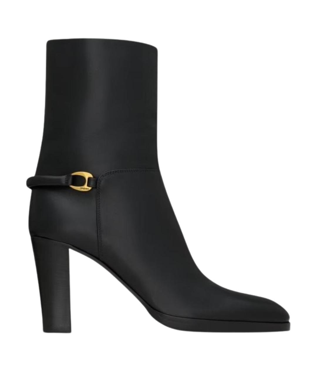 SAINT LAURENT Черные кожаные ботильоны, фото 1