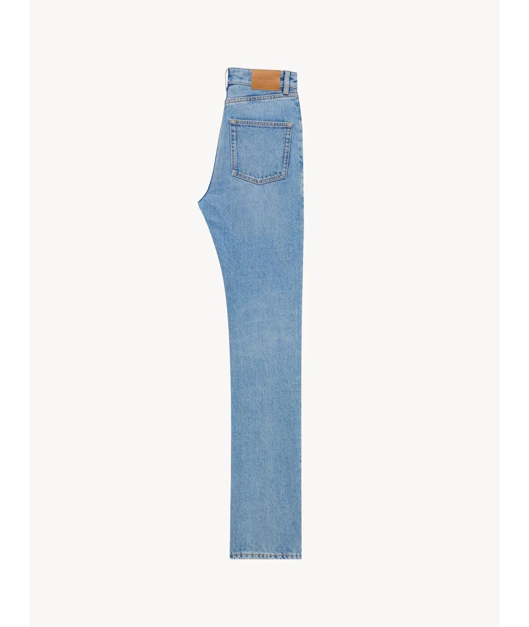 SAINT LAURENT Голубые хлопковые прямые джинсы, фото 2