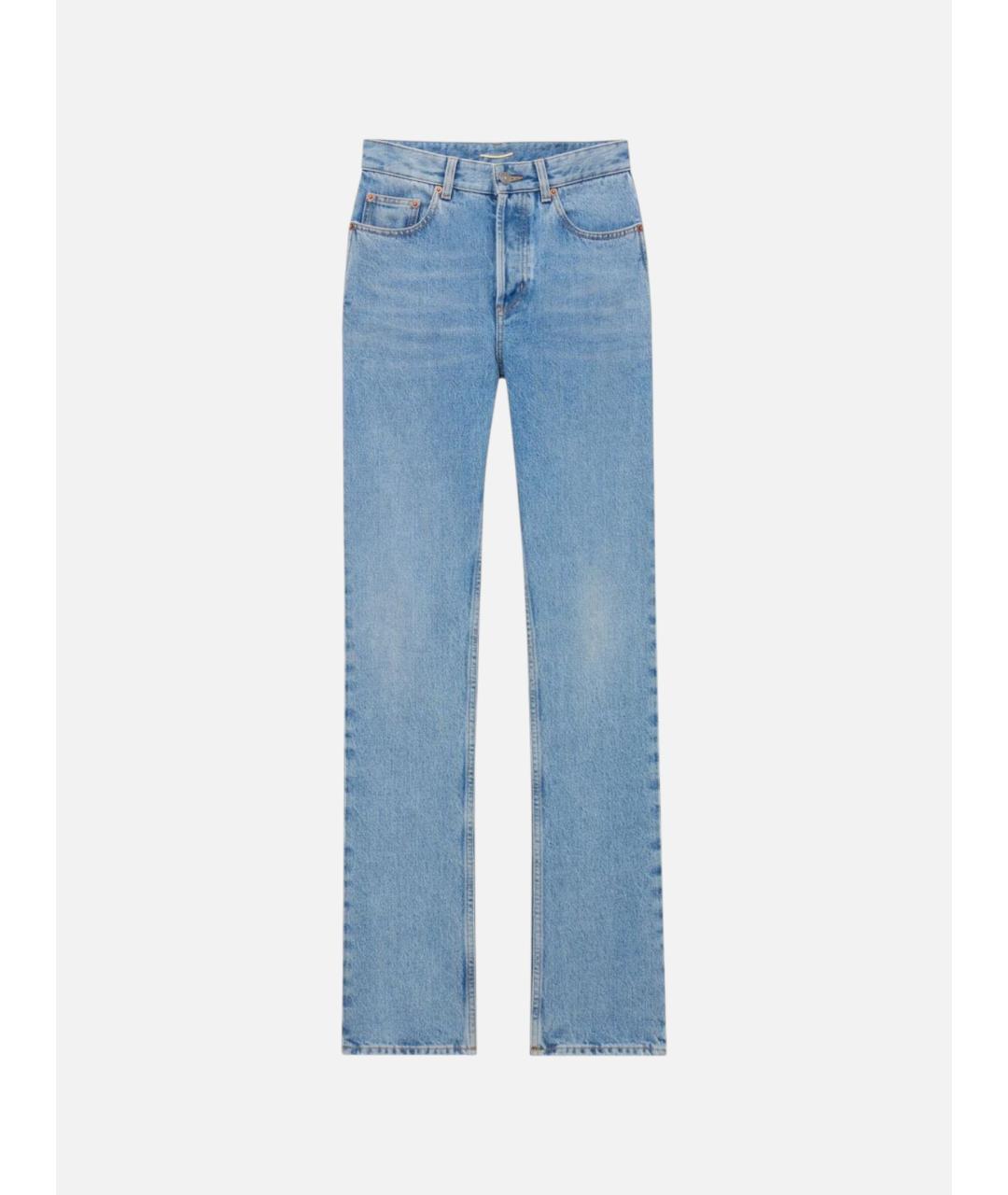 SAINT LAURENT Голубые хлопковые прямые джинсы, фото 3
