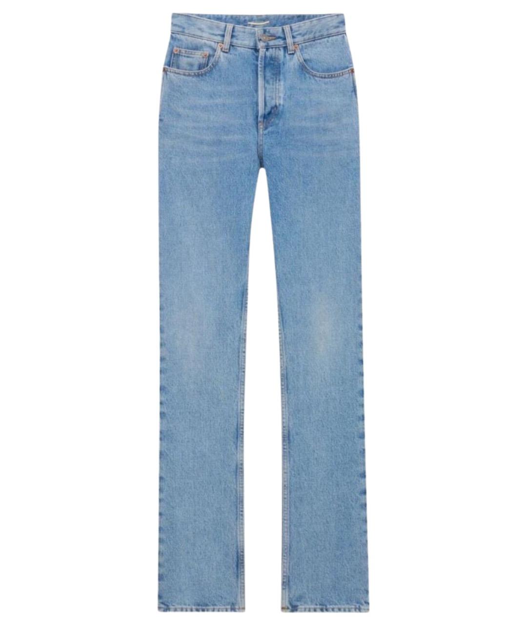 SAINT LAURENT Голубые хлопковые прямые джинсы, фото 1