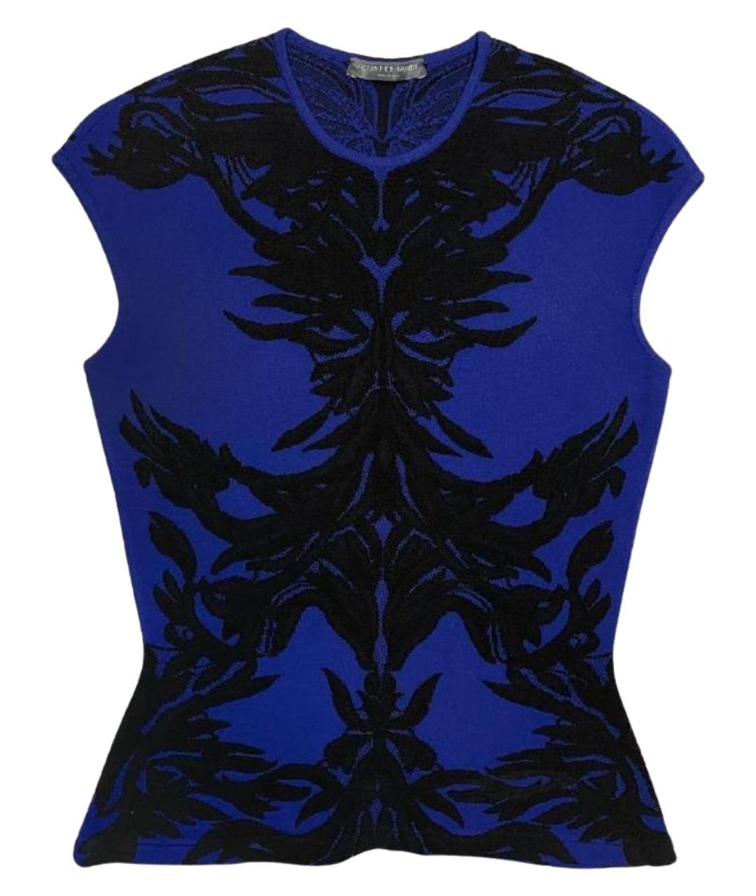 ALEXANDER MCQUEEN Синяя вискозная майка, фото 1