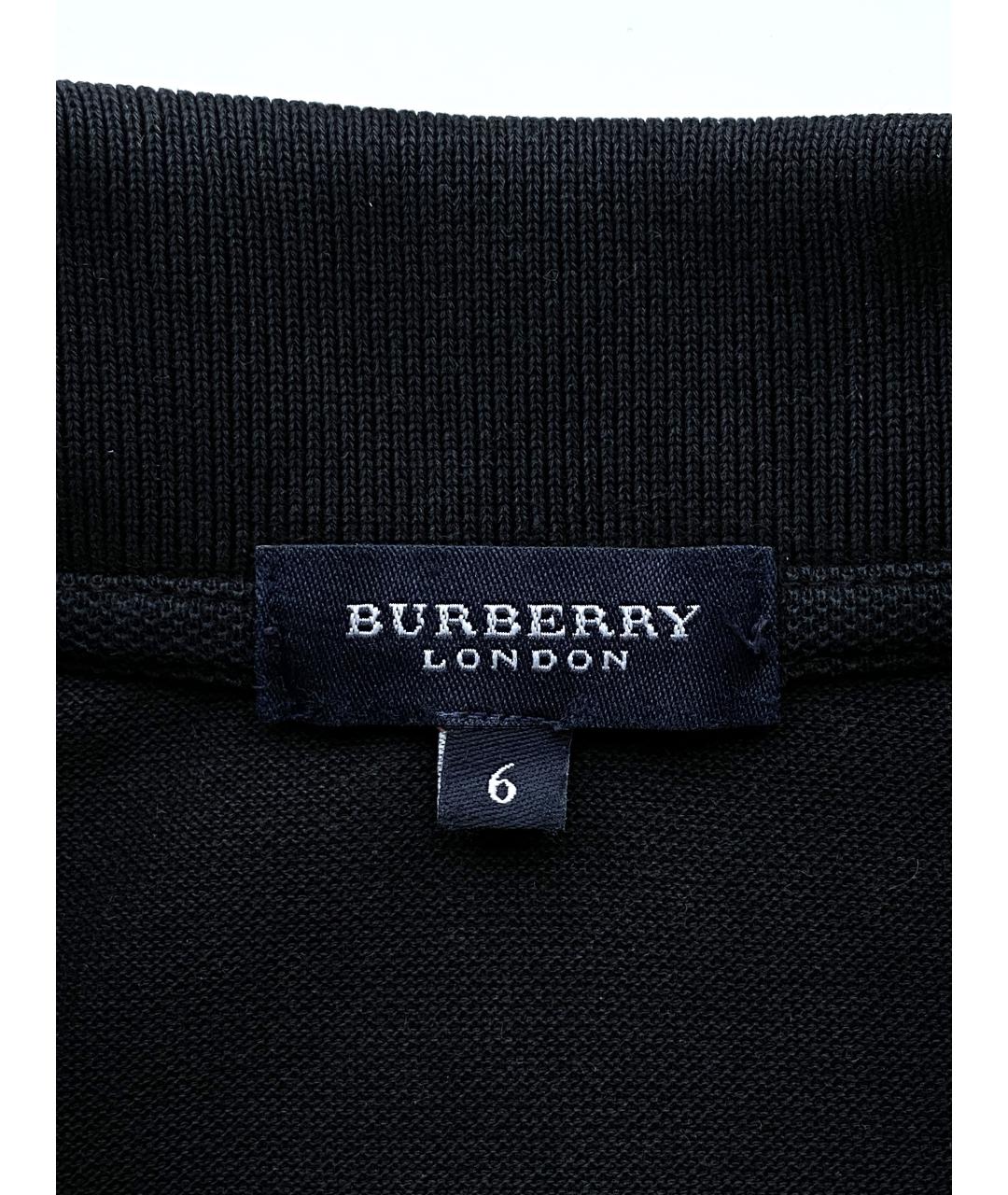 BURBERRY Черное хлопковое поло с коротким рукавом, фото 5