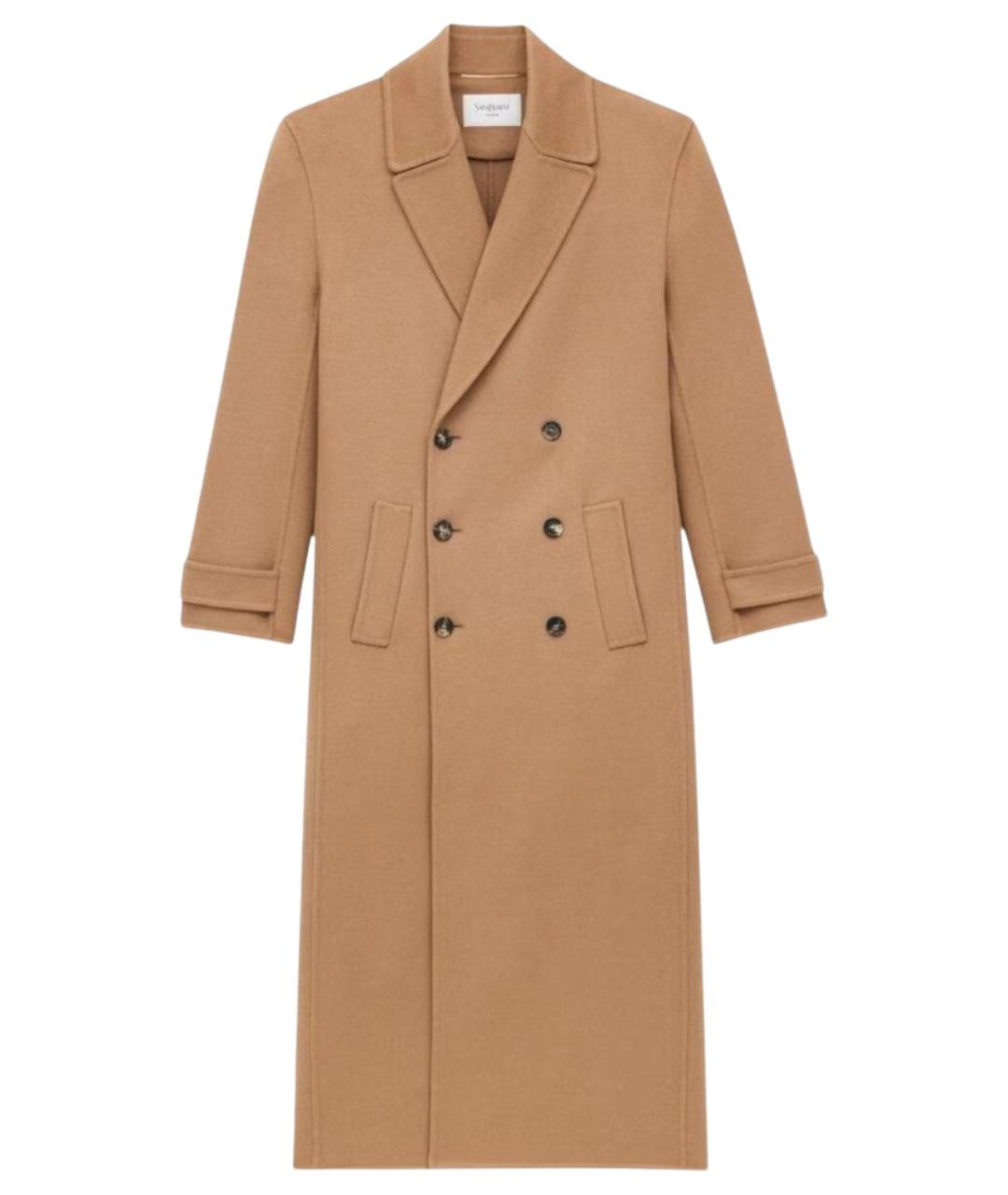SAINT LAURENT Бежевое кашемировое пальто, фото 1