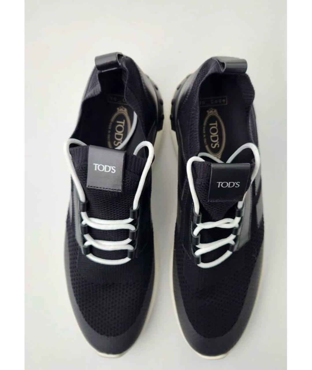 TOD'S Черные кожаные низкие кроссовки / кеды, фото 8