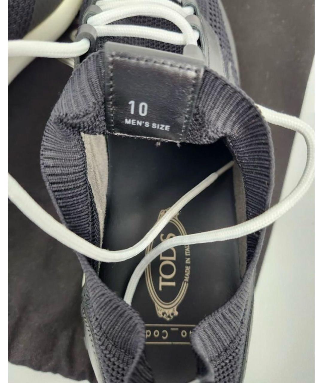 TOD'S Черные кожаные низкие кроссовки / кеды, фото 6