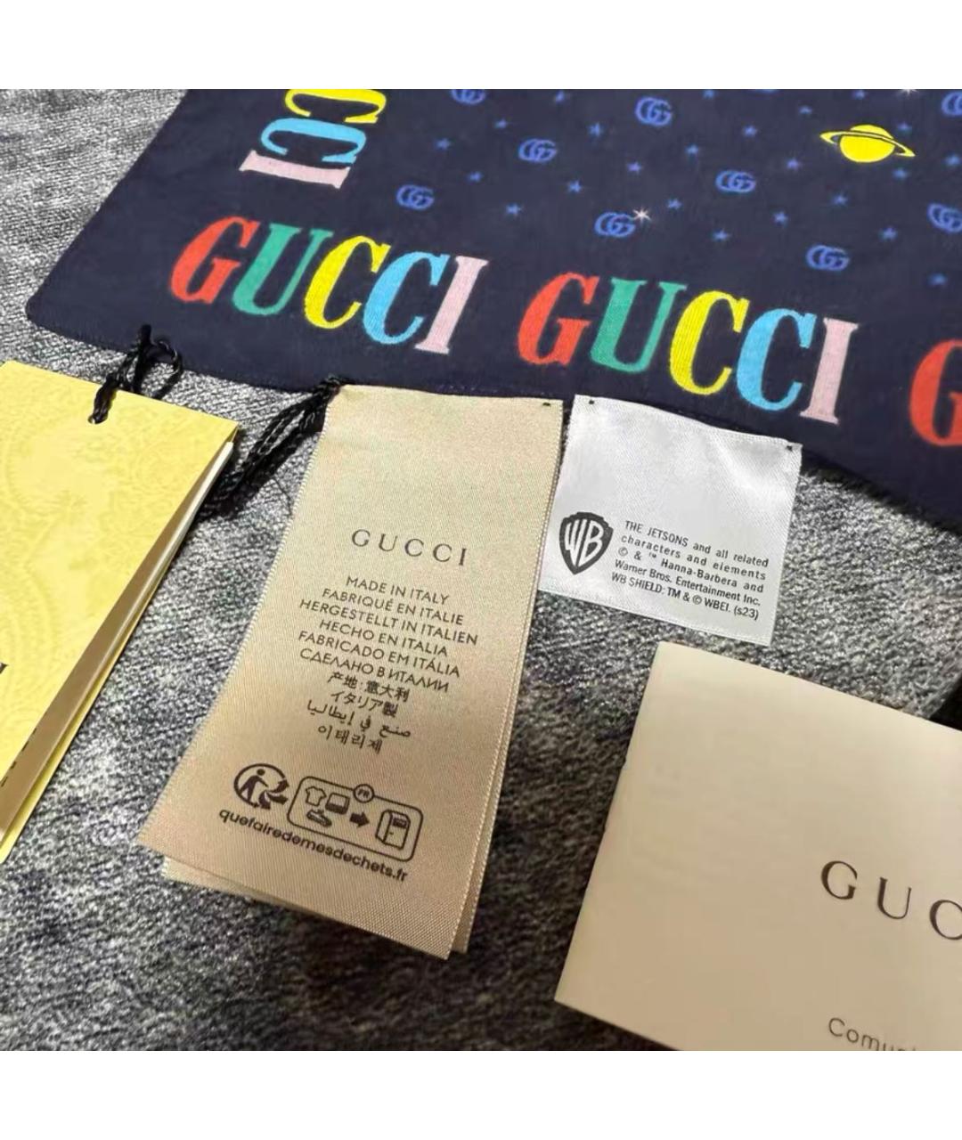 GUCCI Антрацитовый хлопковый платок, фото 3