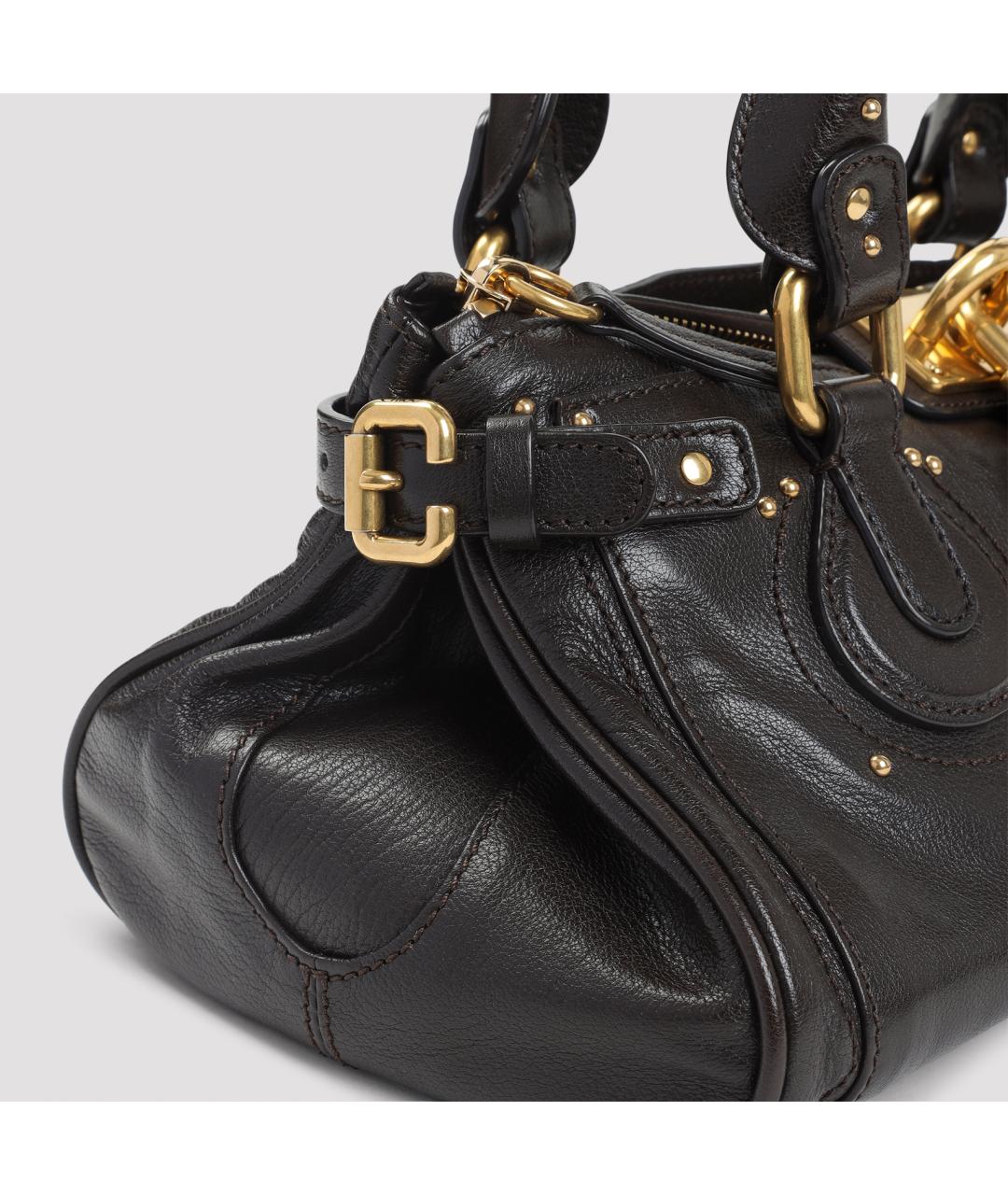 CHLOE Коричневая хлопковая сумка с короткими ручками, фото 4