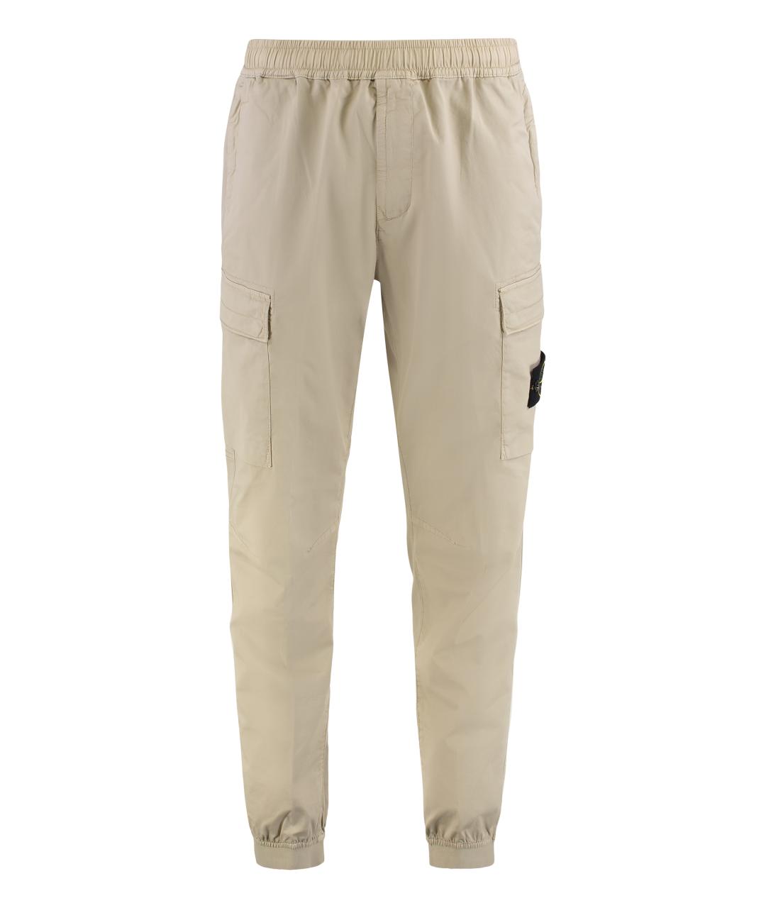 STONE ISLAND Бежевые хлопковые повседневные брюки, фото 1