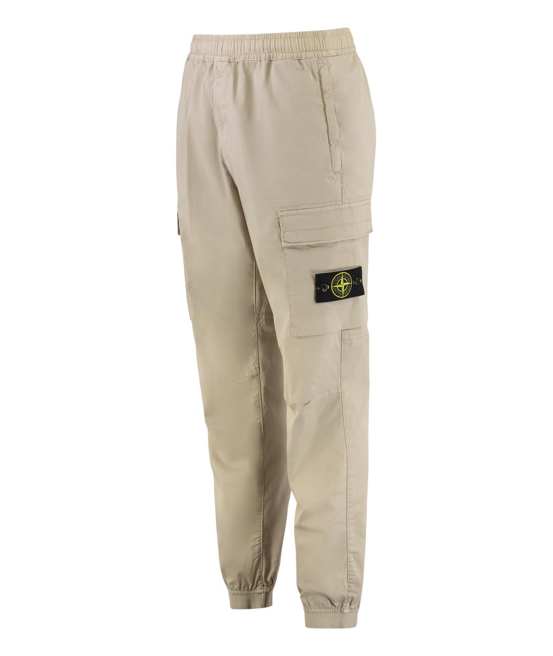 STONE ISLAND Бежевые хлопковые повседневные брюки, фото 3