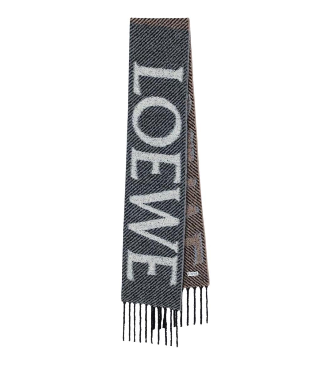 LOEWE Голубой шерстяной шарф, фото 1