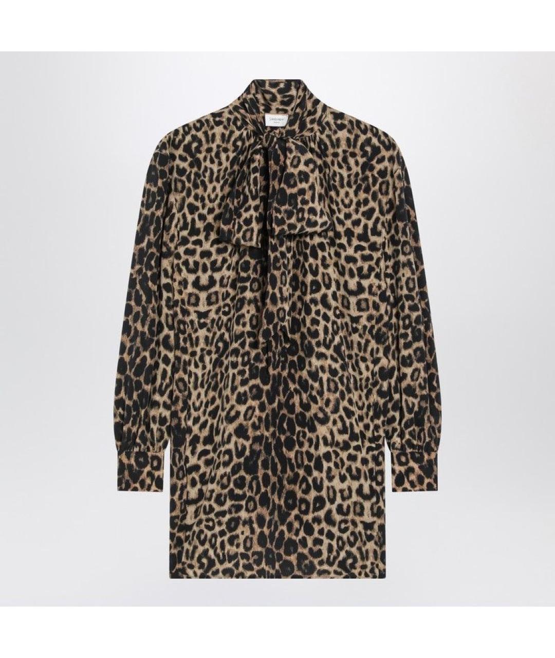 SAINT LAURENT Мульти шелковое коктейльное платье, фото 3