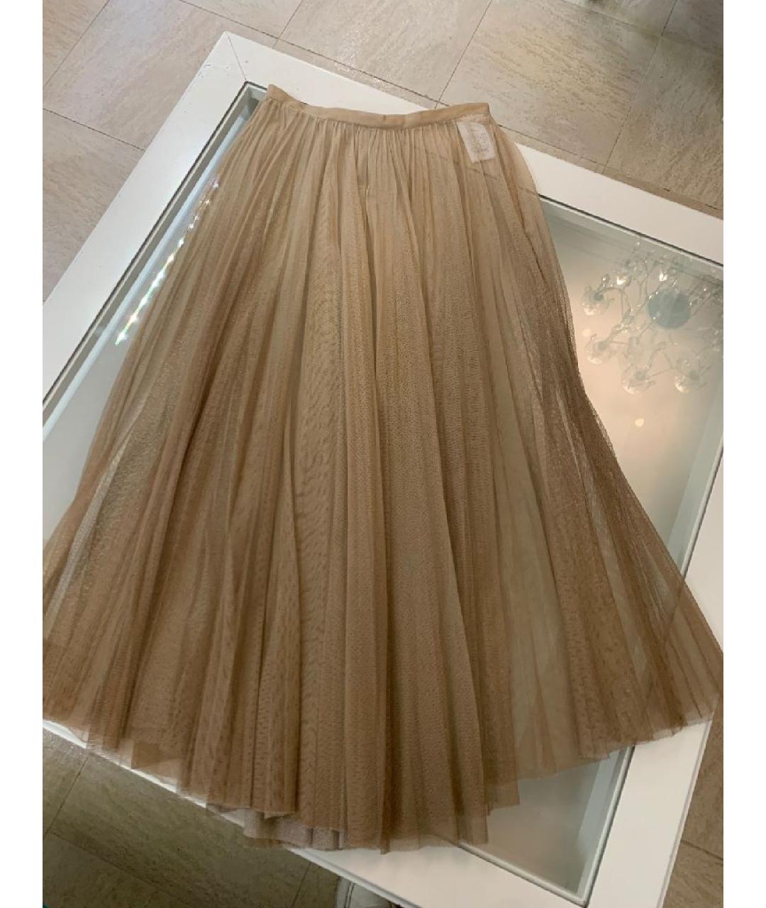 CHRISTIAN DIOR Бежевая шелковая юбка миди, фото 4