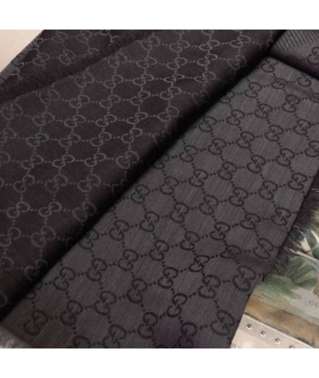 GUCCI Черный хлопковый шарф, фото 3