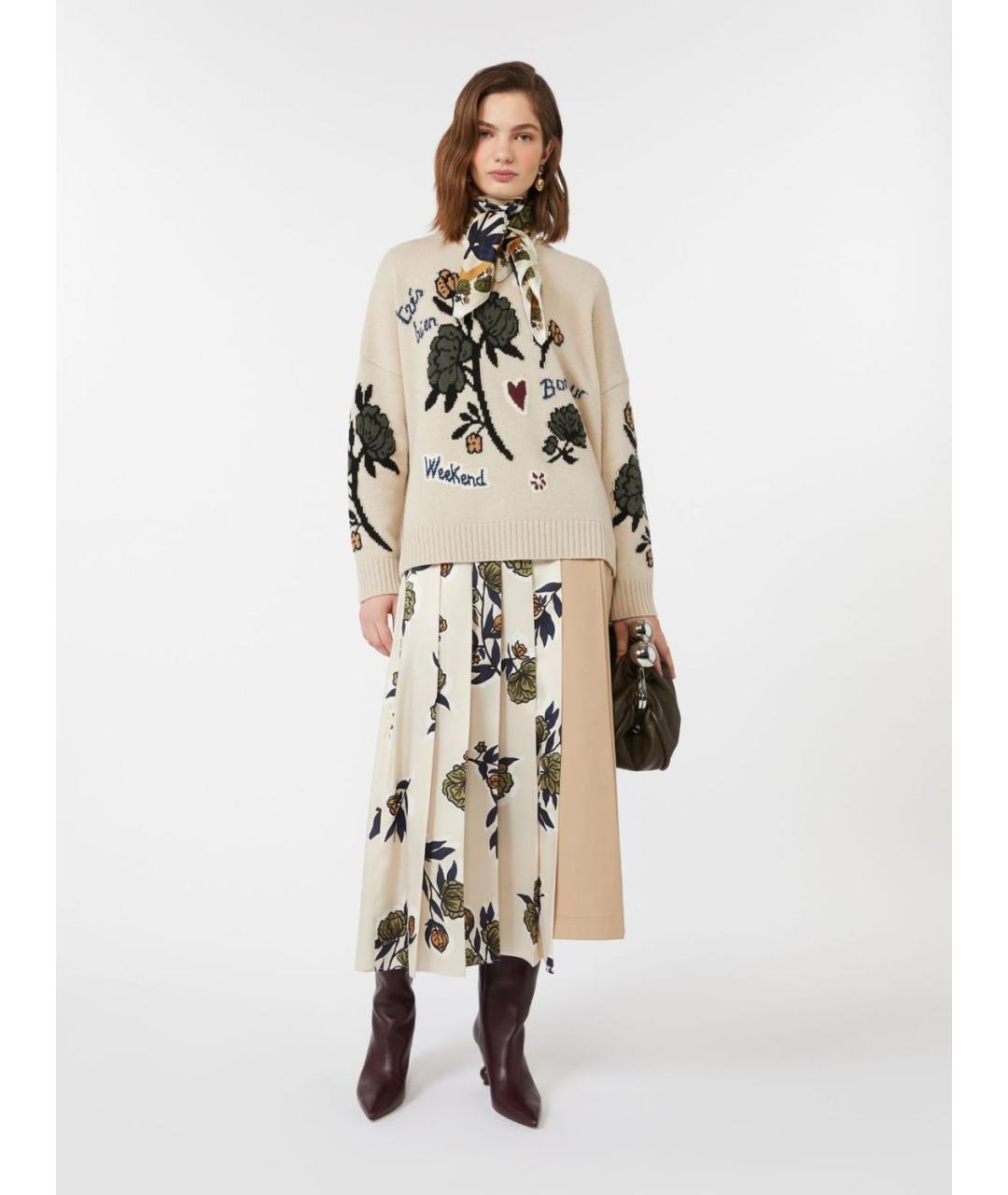 WEEKEND MAX MARA Бежевая полиэстеровая юбка миди, фото 4