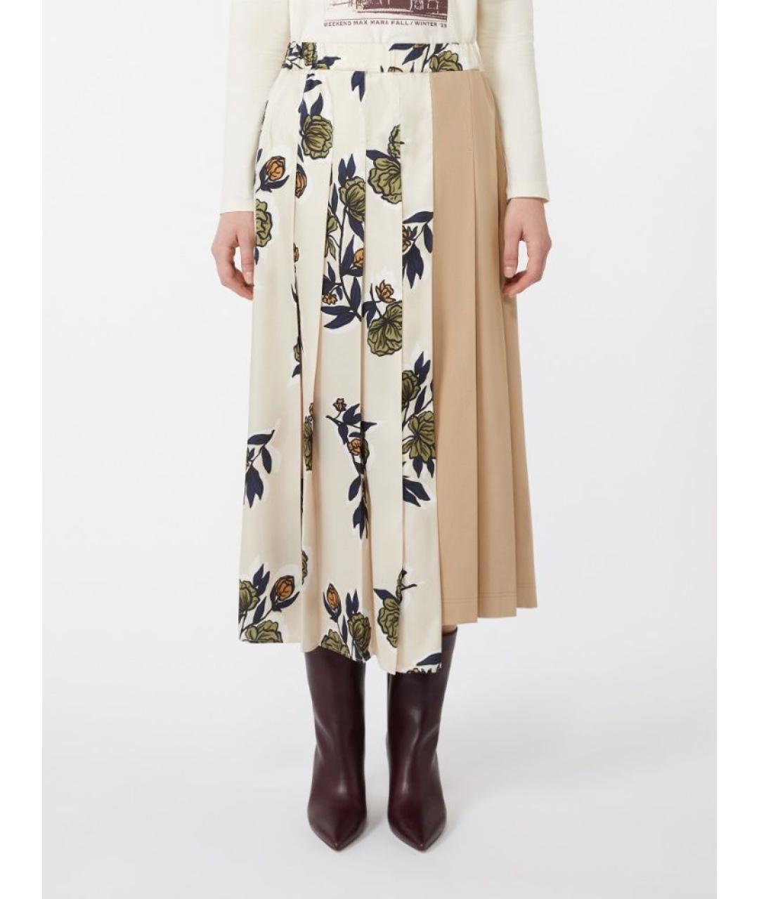 WEEKEND MAX MARA Бежевая полиэстеровая юбка миди, фото 2