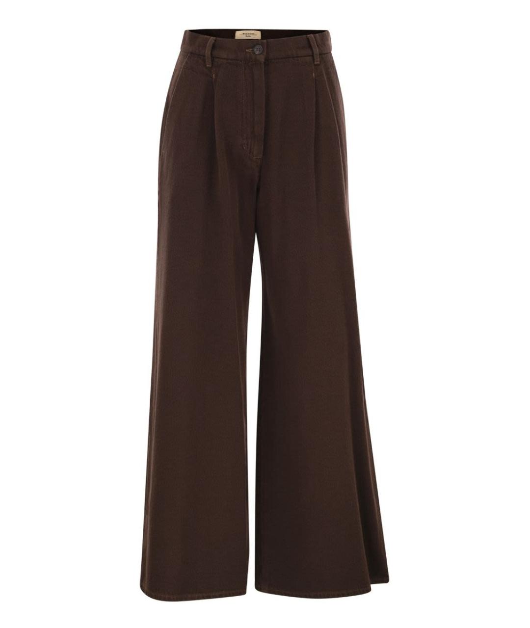 WEEKEND MAX MARA Коричневые хлопковые прямые брюки, фото 1
