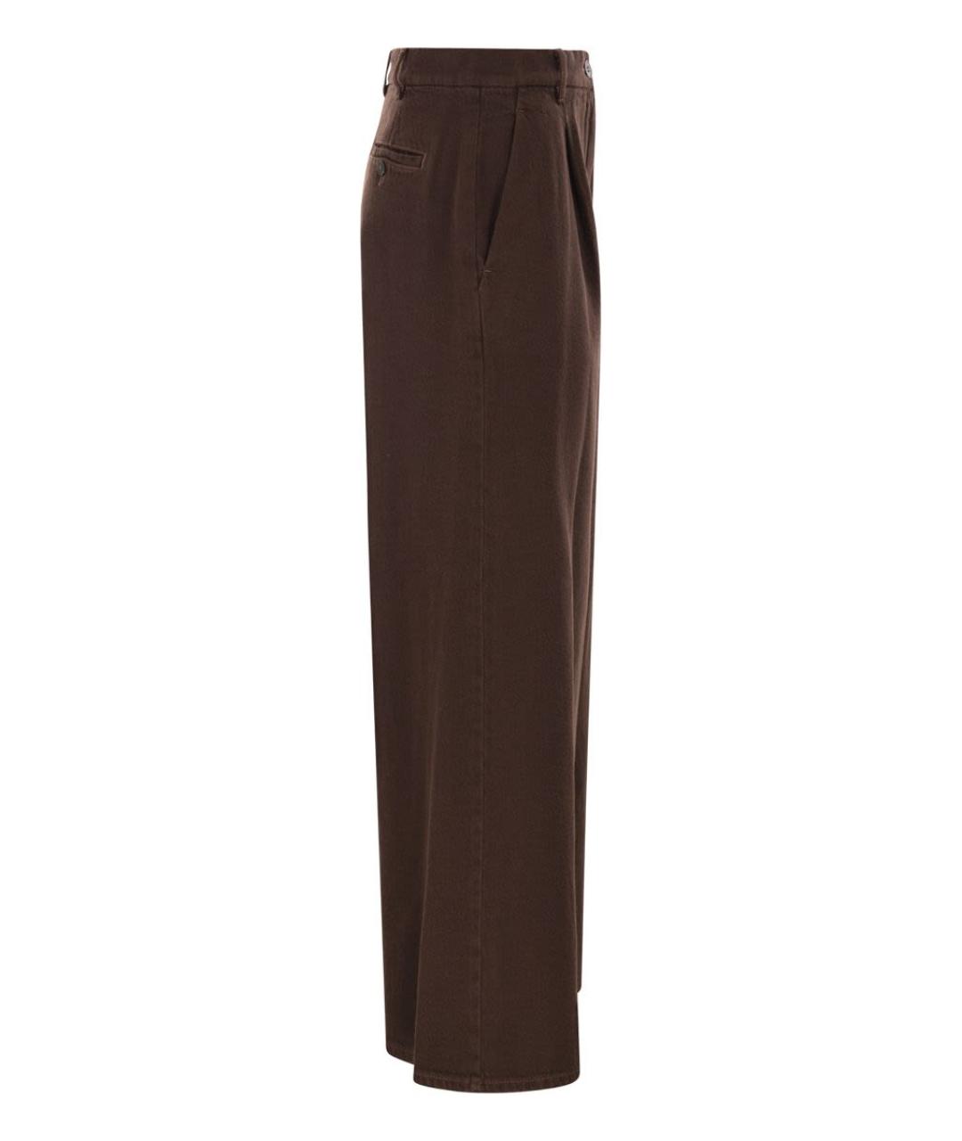 WEEKEND MAX MARA Коричневые хлопковые прямые брюки, фото 3