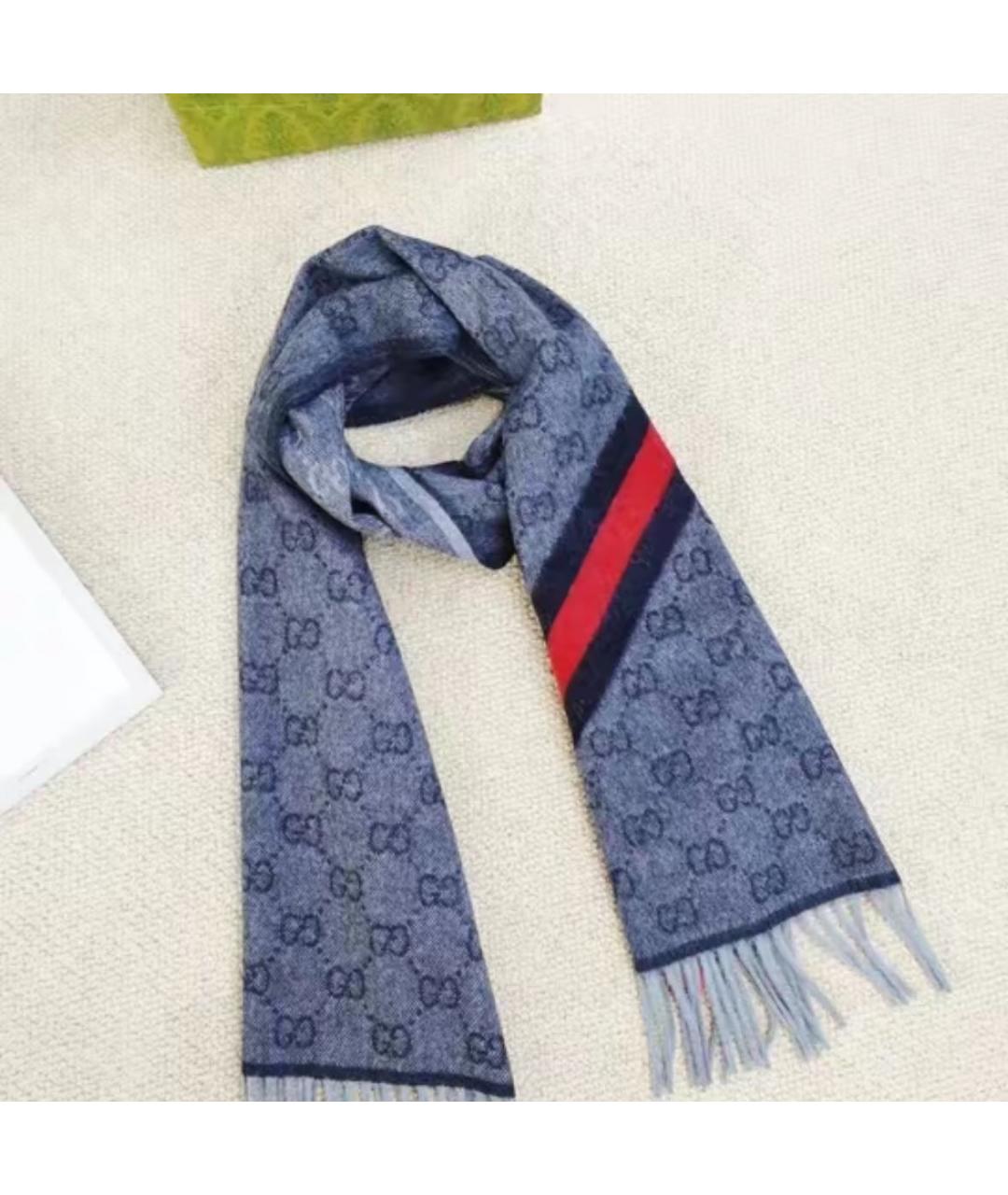 GUCCI Серый хлопковый шарф, фото 3