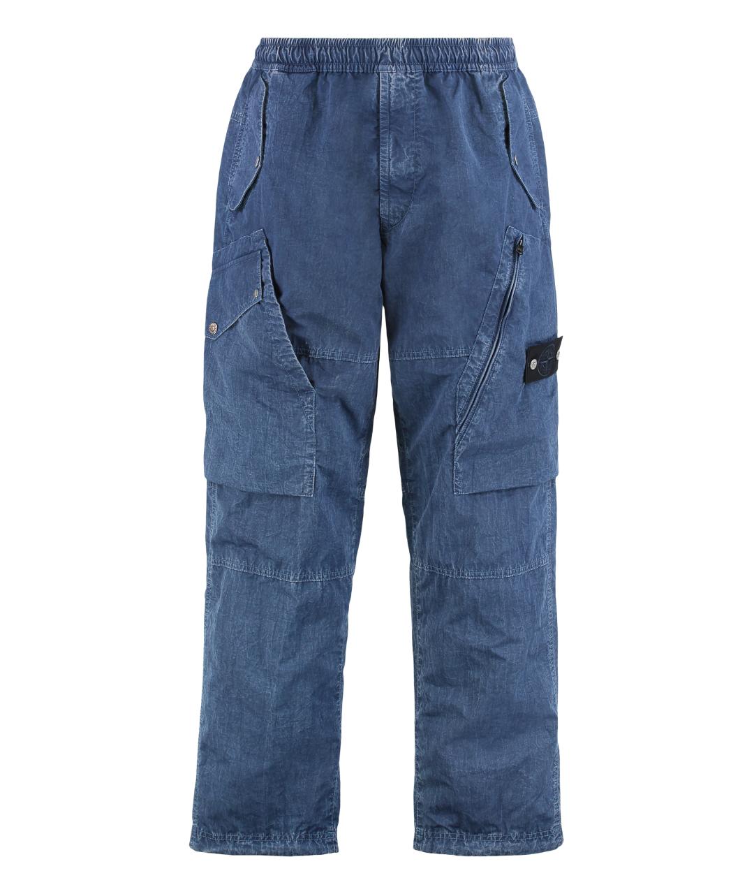 STONE ISLAND Синие полиамидовые повседневные брюки, фото 1