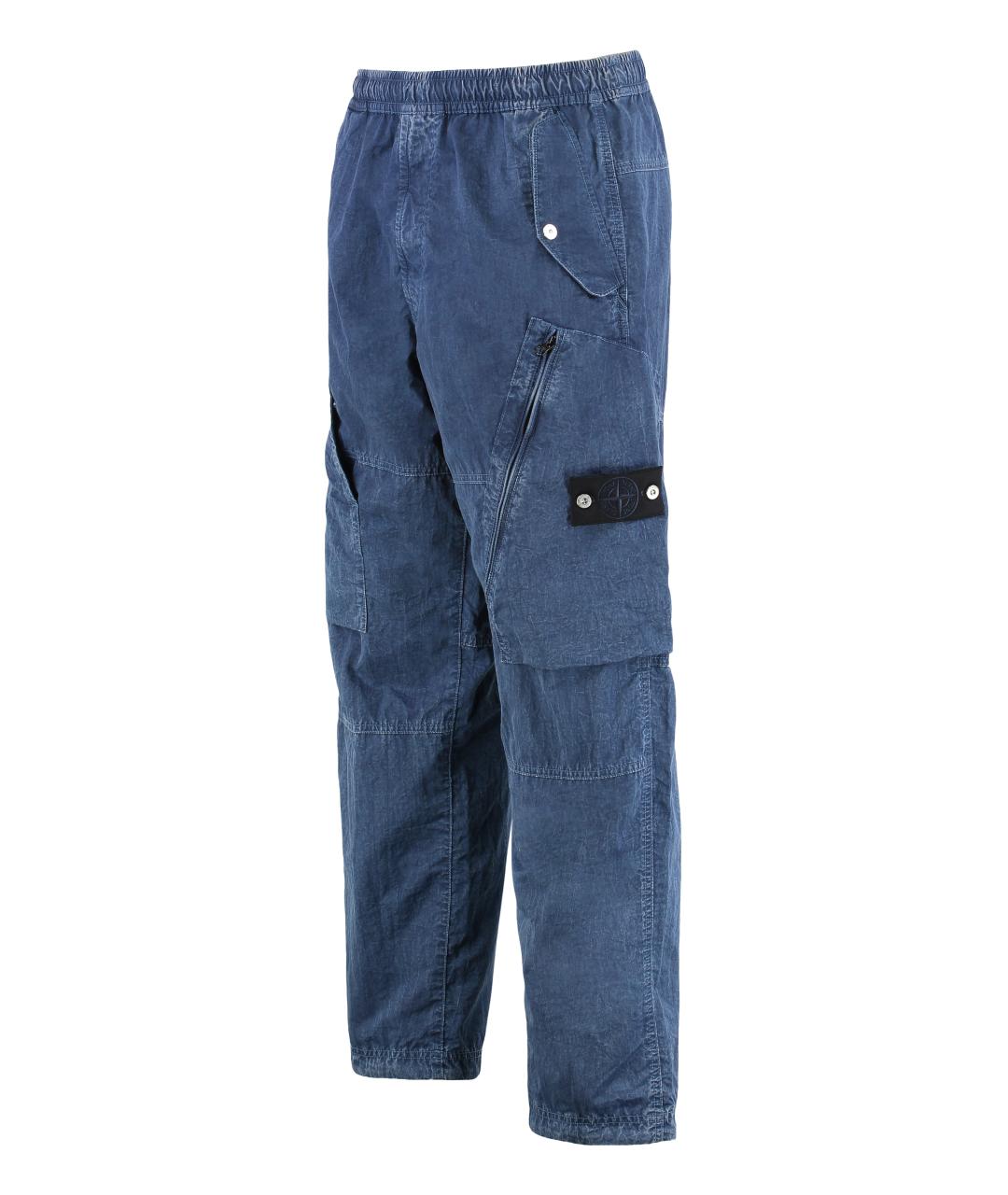 STONE ISLAND Синие полиамидовые повседневные брюки, фото 3