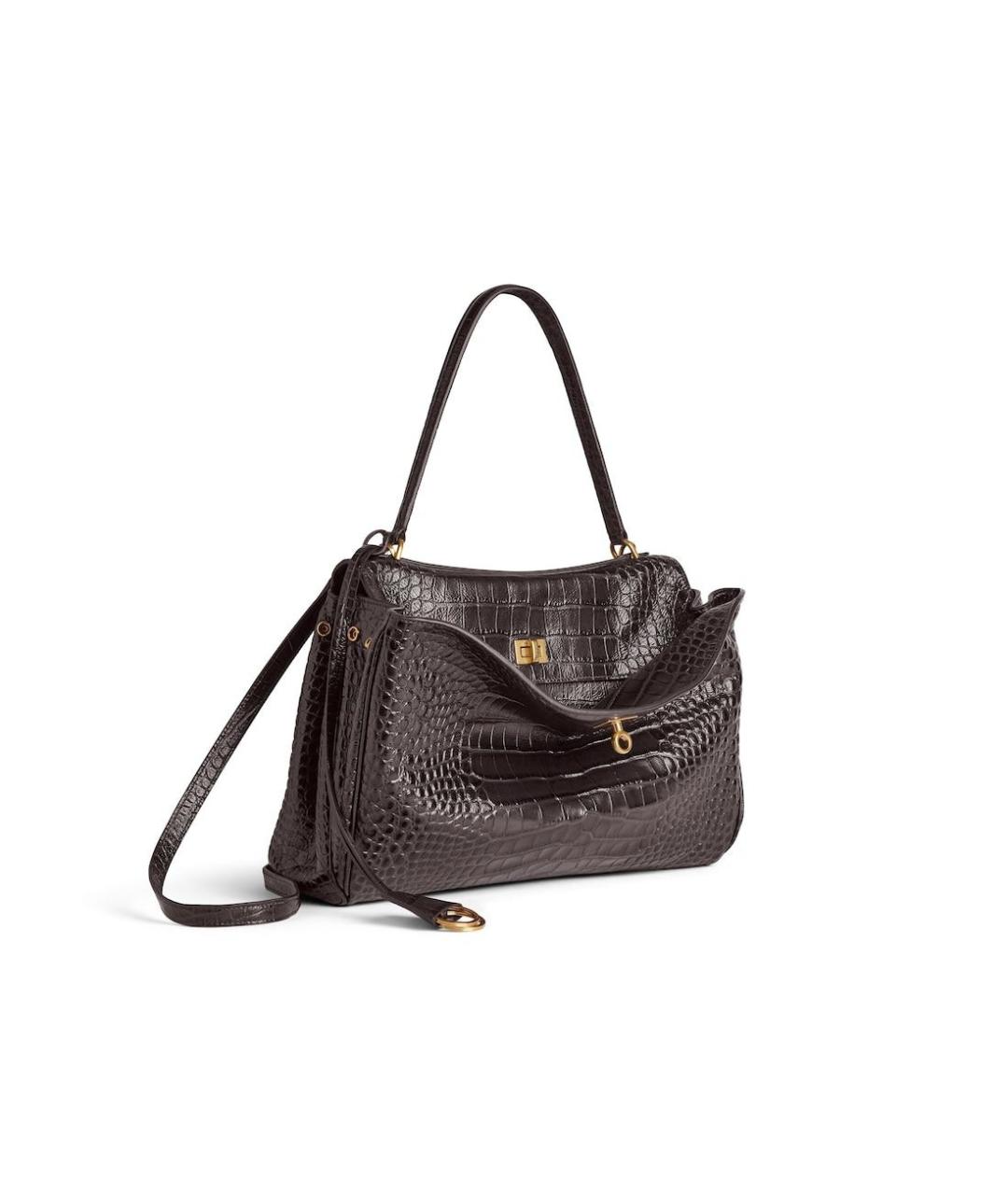 BALENCIAGA Коричневая кожаная сумка с короткими ручками, фото 2