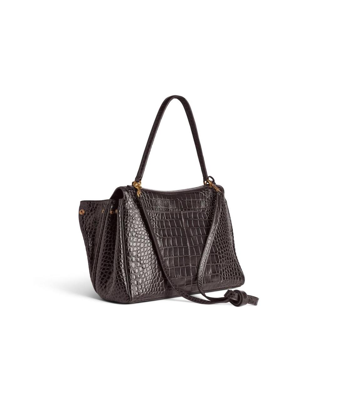 BALENCIAGA Коричневая кожаная сумка с короткими ручками, фото 3