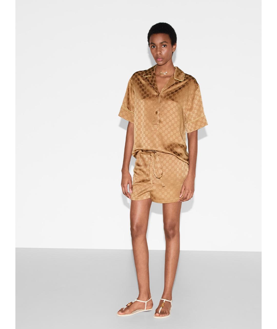 GUCCI Бежевые атласные шорты, фото 2