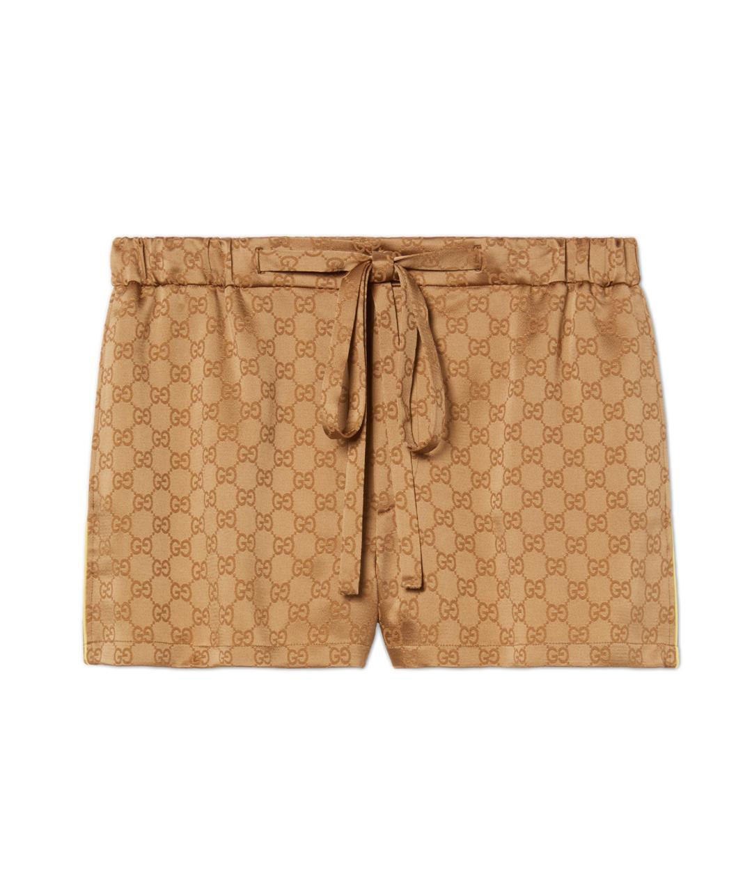 GUCCI Бежевые атласные шорты, фото 1