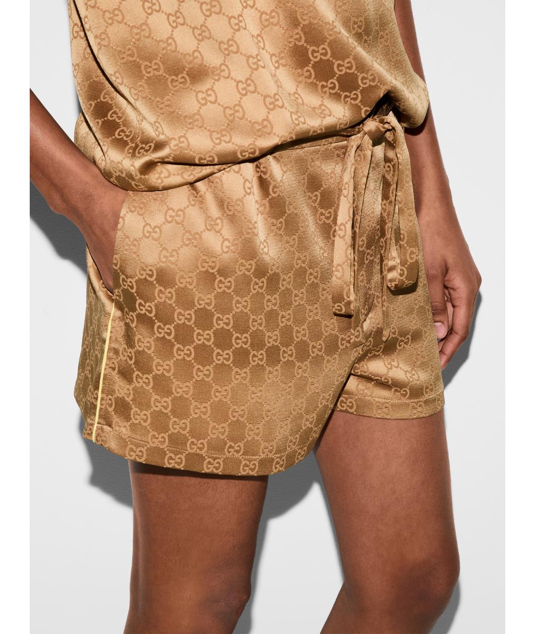 GUCCI Бежевые атласные шорты, фото 5