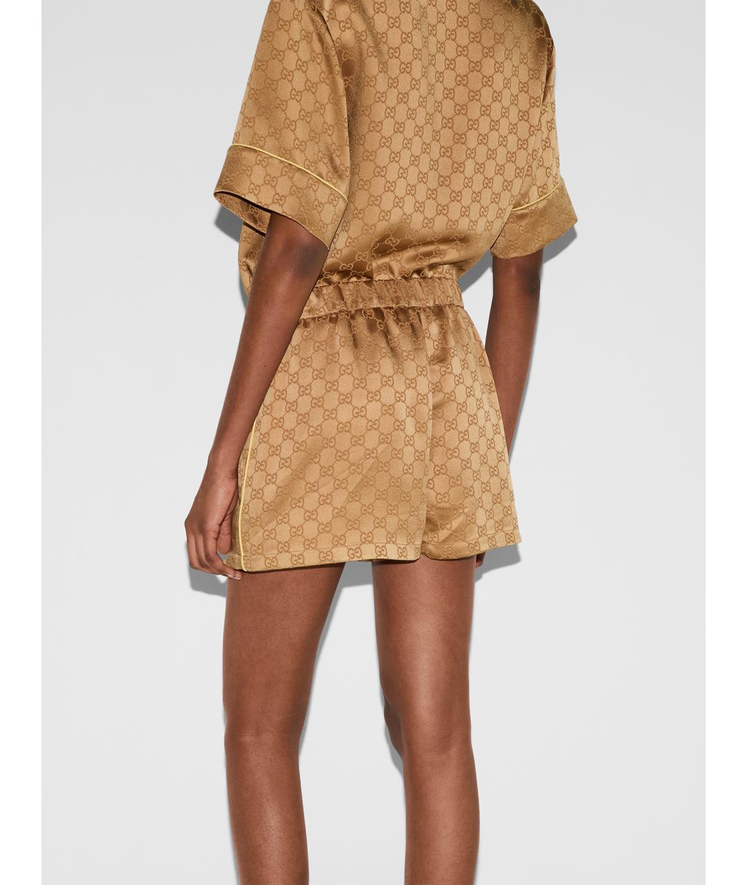 GUCCI Бежевые атласные шорты, фото 4