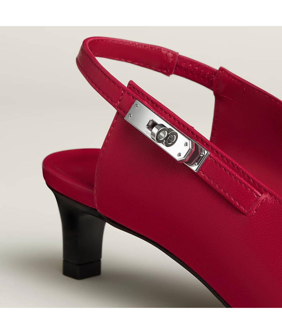 HERMES Розовые кожаные лодочки на низком каблуке, фото 6