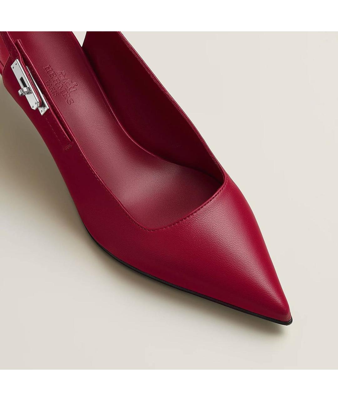 HERMES Розовые кожаные лодочки на низком каблуке, фото 5