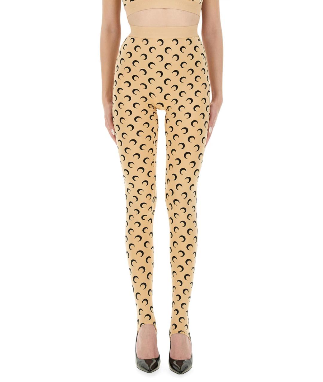 MARINE SERRE Бежевые полиамидовые леггинсы и велосипедки, фото 3
