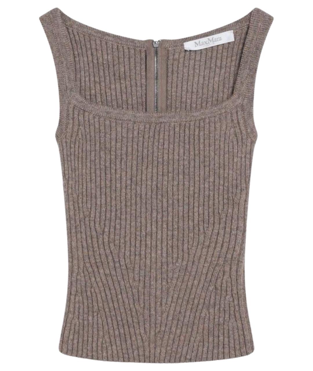 MAX MARA Бежевая кашемировая майка, фото 1