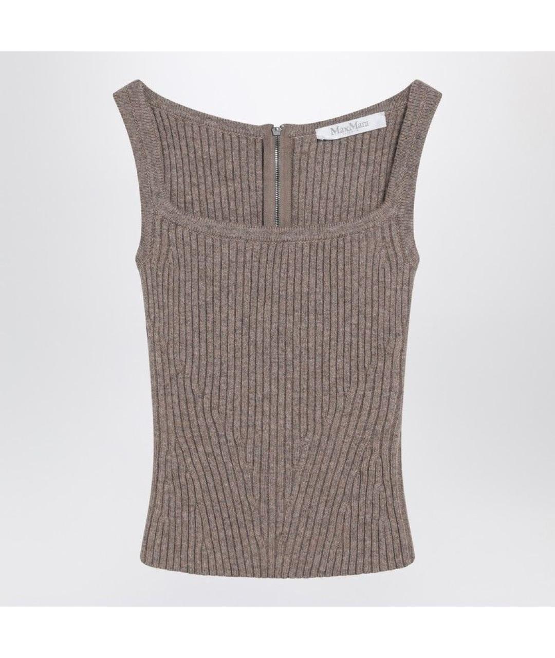 MAX MARA Бежевая кашемировая майка, фото 3