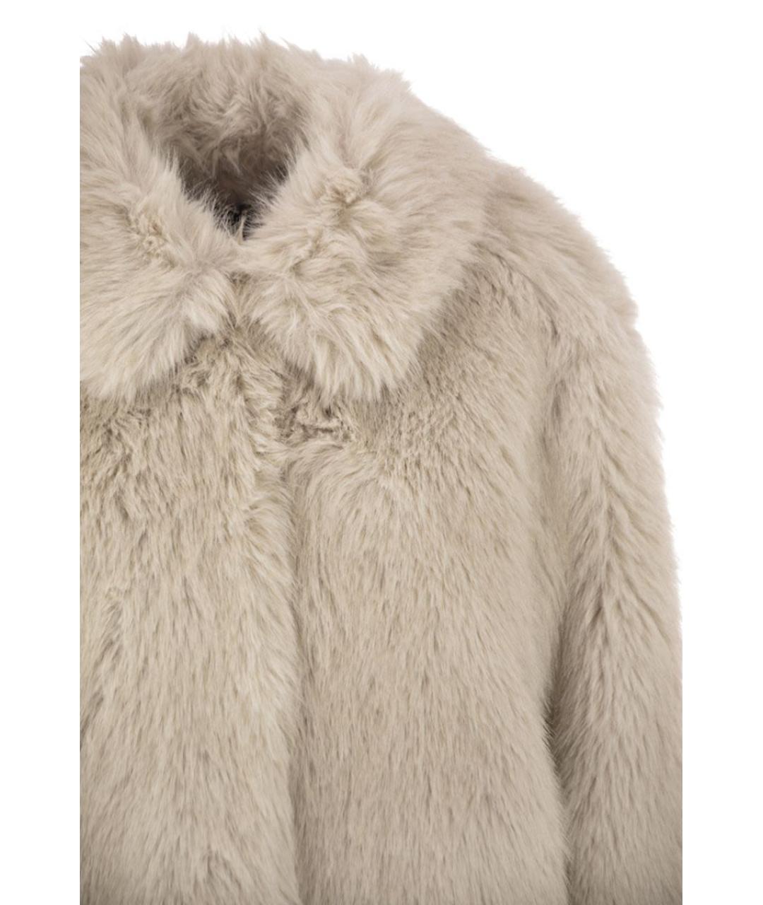 WEEKEND MAX MARA Бежевая полиэстеровая шуба, фото 4