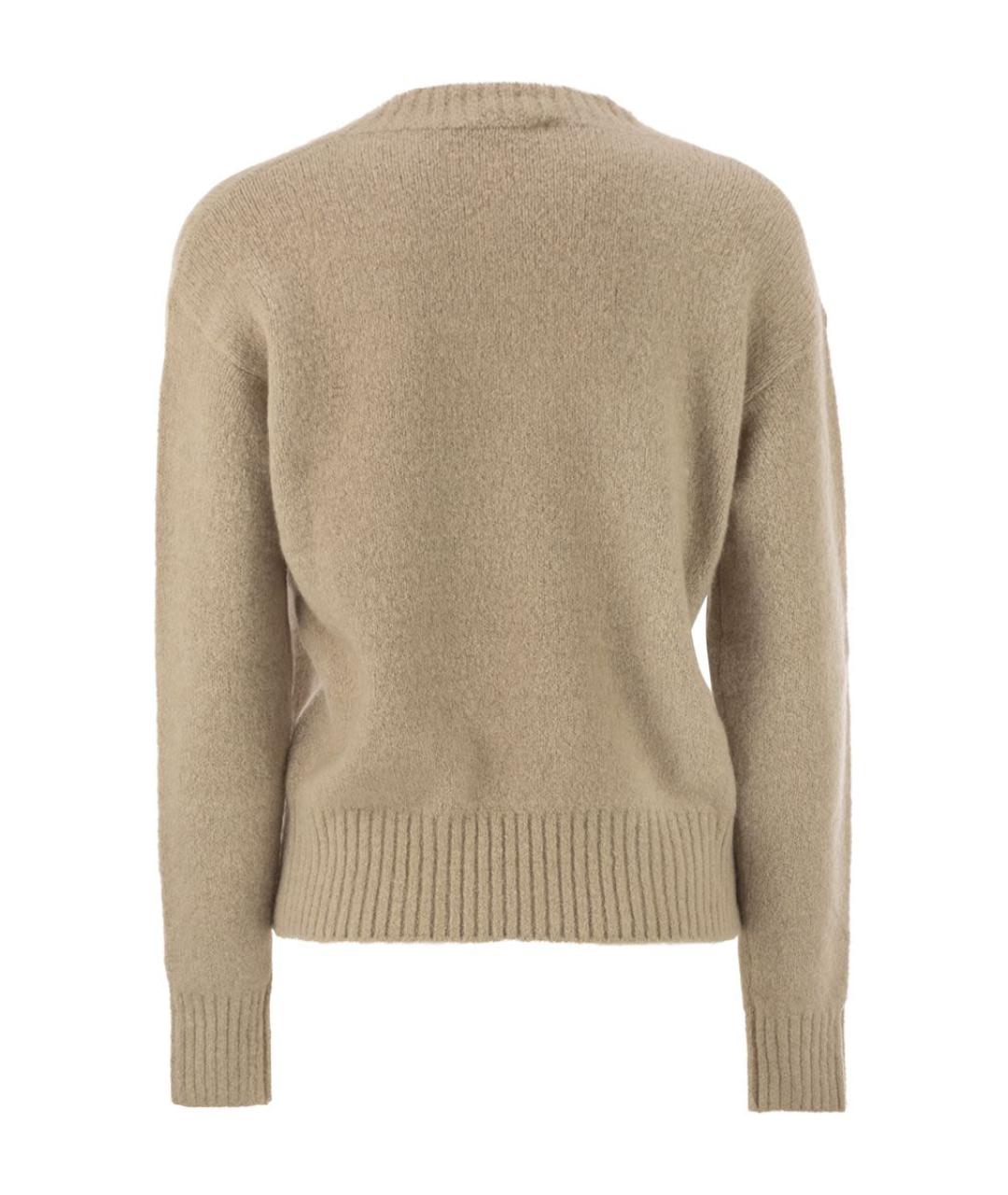 WEEKEND MAX MARA Бежевый шерстяной джемпер / свитер, фото 2