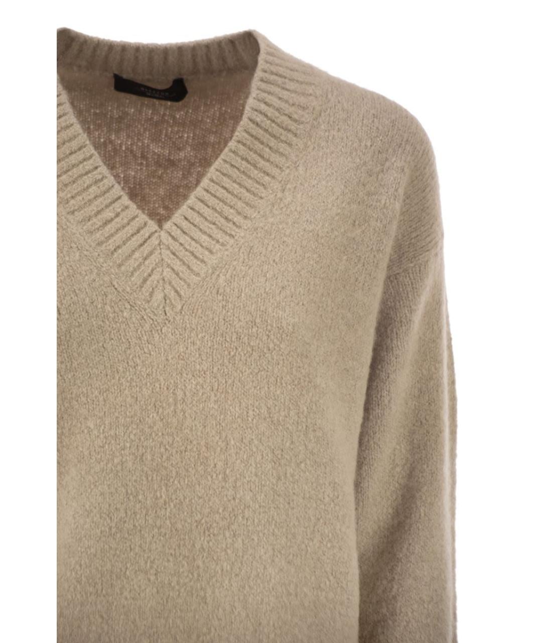 WEEKEND MAX MARA Бежевый шерстяной джемпер / свитер, фото 4