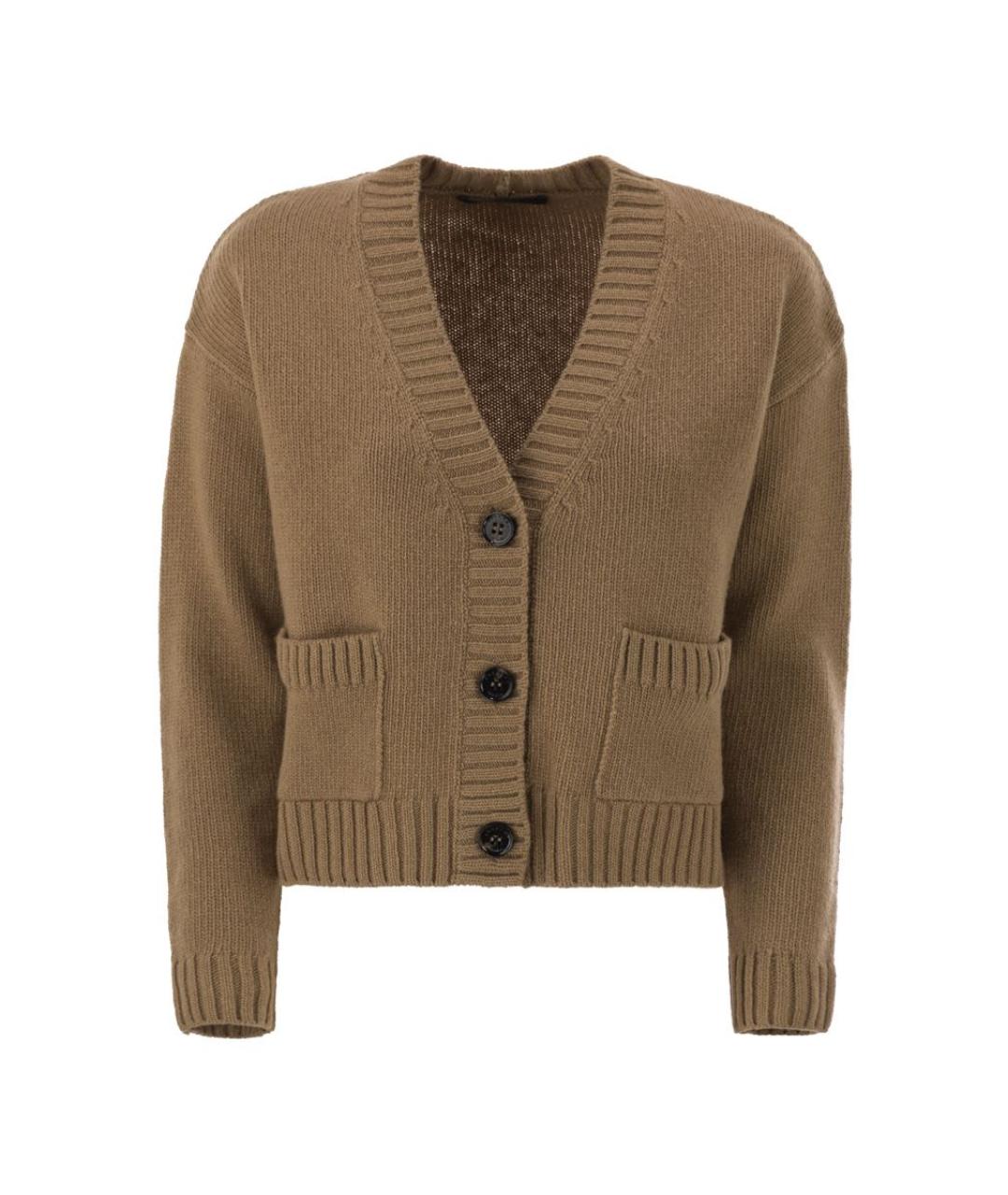 WEEKEND MAX MARA Коричневый шерстяной кардиган, фото 1