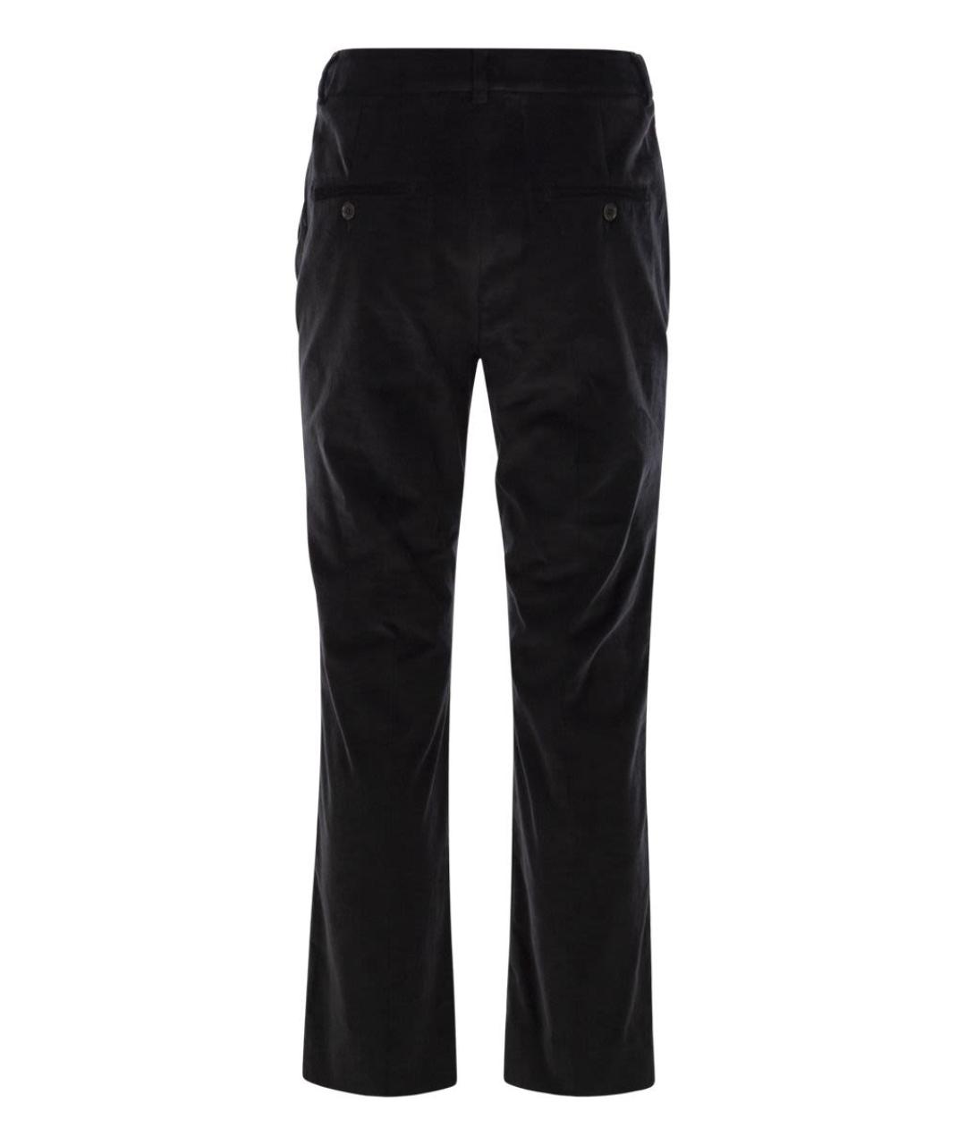 WEEKEND MAX MARA Черные хлопко-эластановые прямые брюки, фото 2