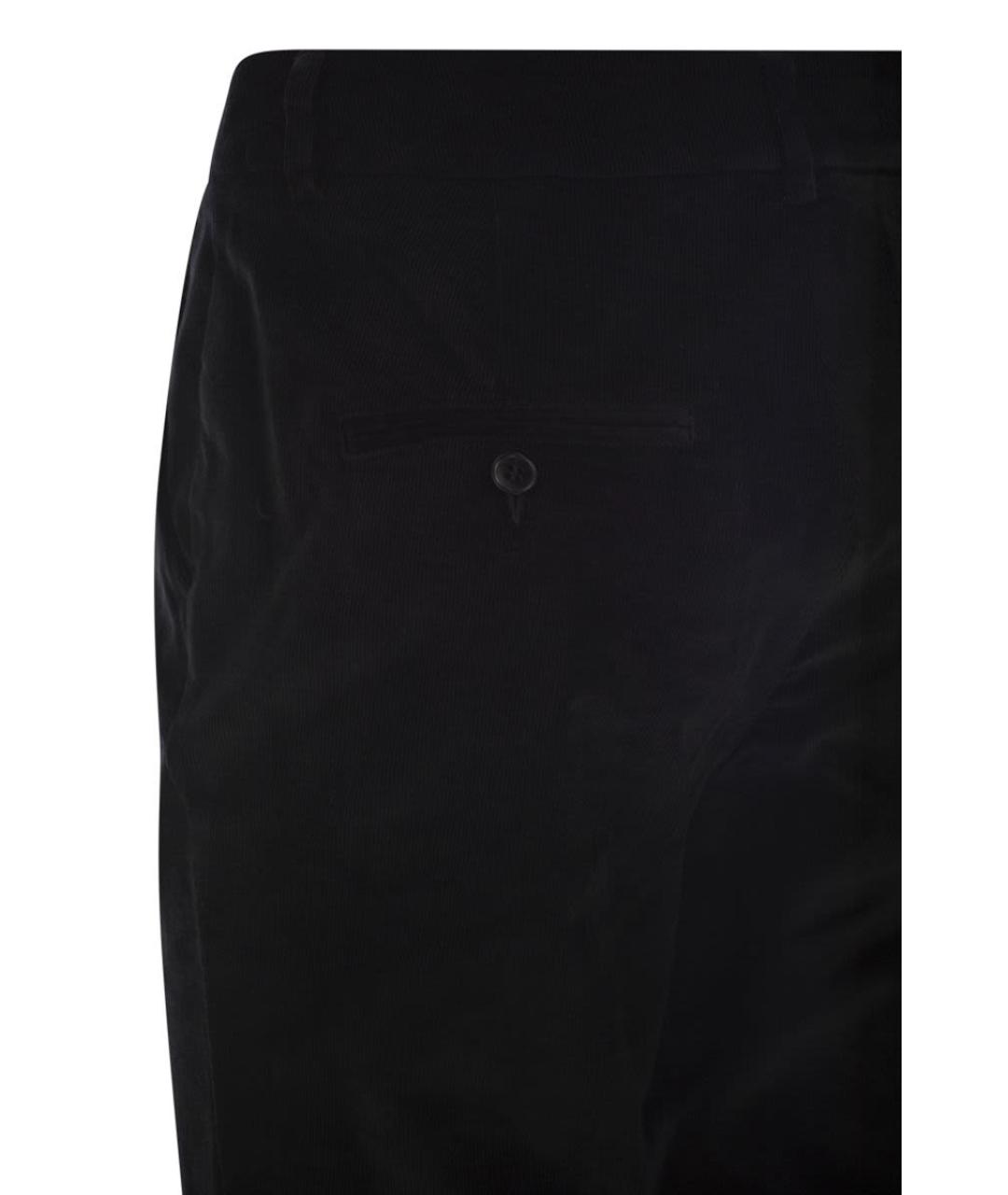 WEEKEND MAX MARA Черные хлопко-эластановые прямые брюки, фото 4